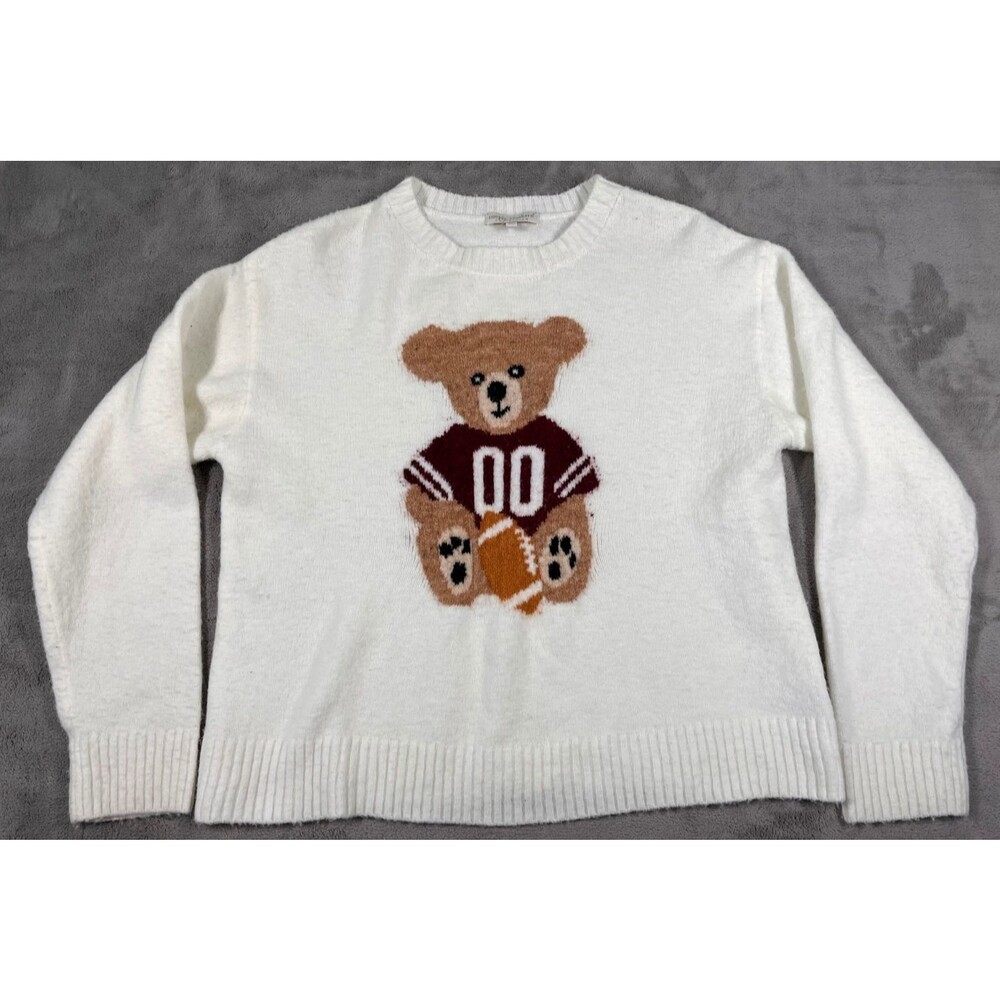 Simply Southern Anastasia Football Sweater Small Bear Gameday Wool Blend